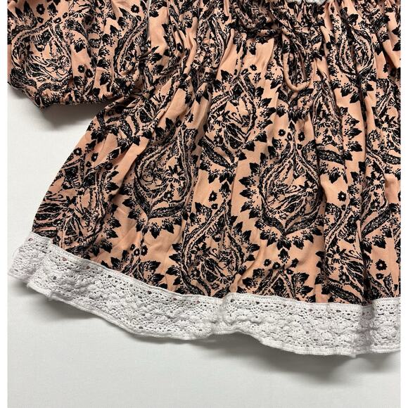 Free People XS Off The Shoulder Pink Peasant Dress Boho Hippie USA Made - Picture 7 of 10